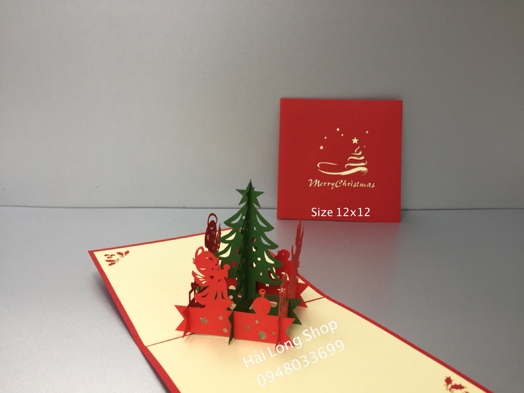 Cây thông 22 (3 thiên thần ) - Noel - Thiệp 3D