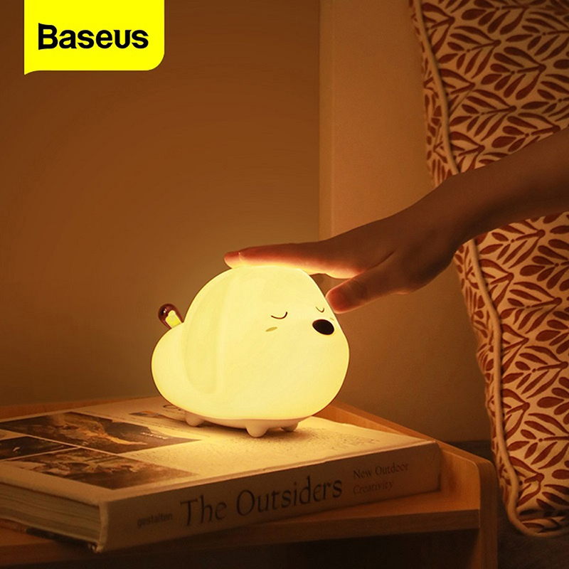 Baseus Dễ thương động vật LED xách tay Night Light mềm Silicone cảm ứng Sensor cho trẻ em Kids Bedroom sạc đèn ánh sáng ban đêm