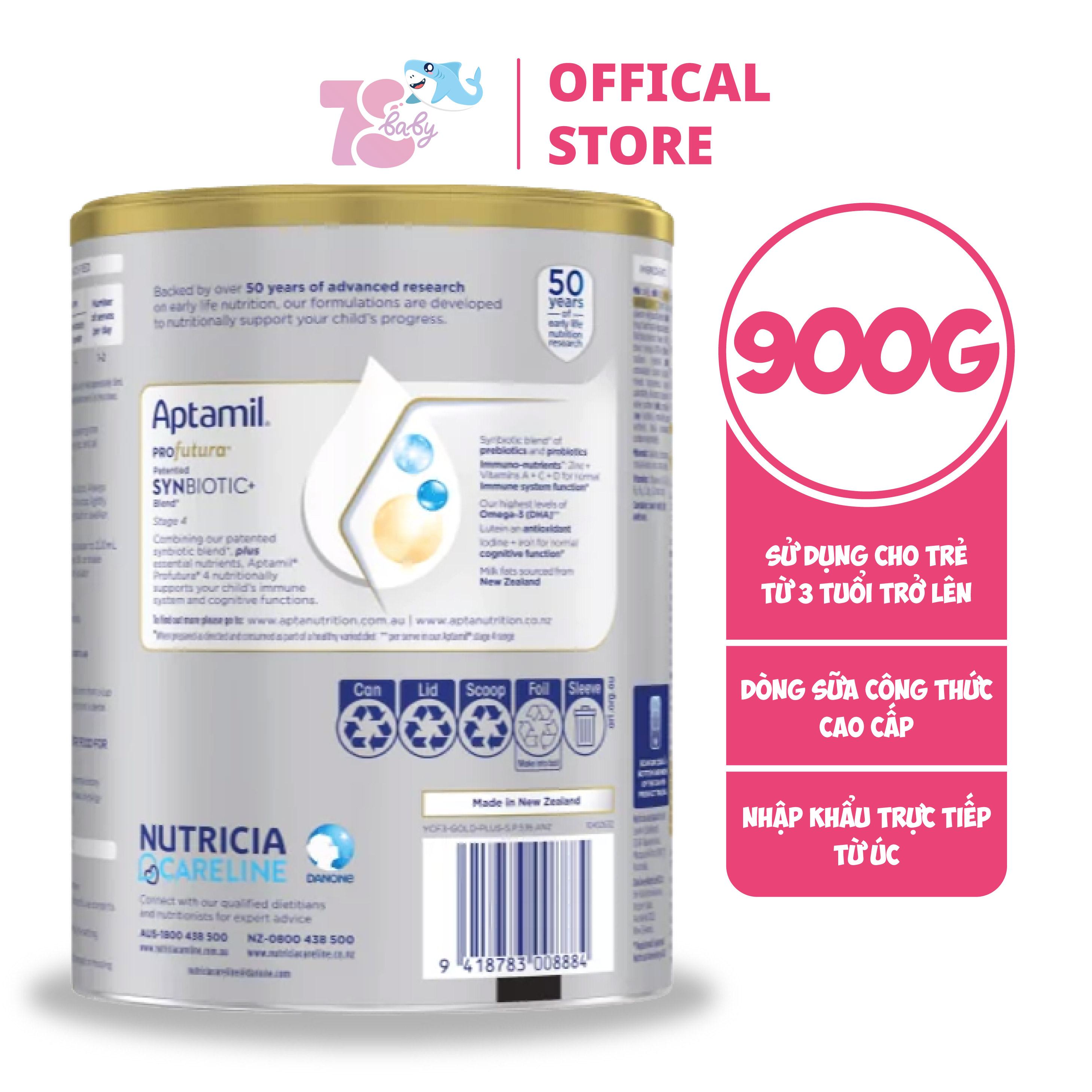 SỮA APTAMIL PROFUTURA ÚC 900G ĐỦ 4 SỐ