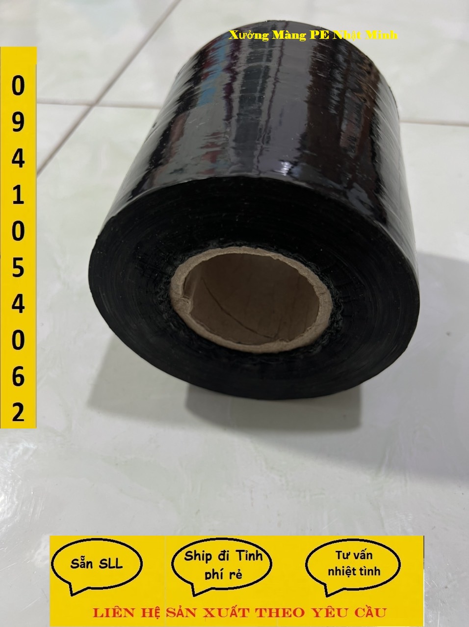 Màng PE đen, màng quấn đen 10cm 600g