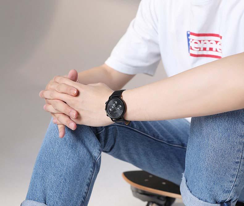 Đồng hồ nam Julius Hàn Quốc JAH-101C dây da (Vàng)