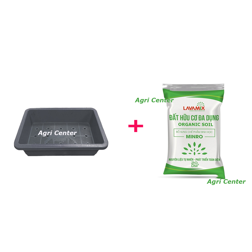 Bộ 1 Khay Trồng Rau Và 1 Túi Đất Hữu Cơ ORGANIC SOIL (20dm3) Giúp Trồng Rau Sạch Và An Toàn