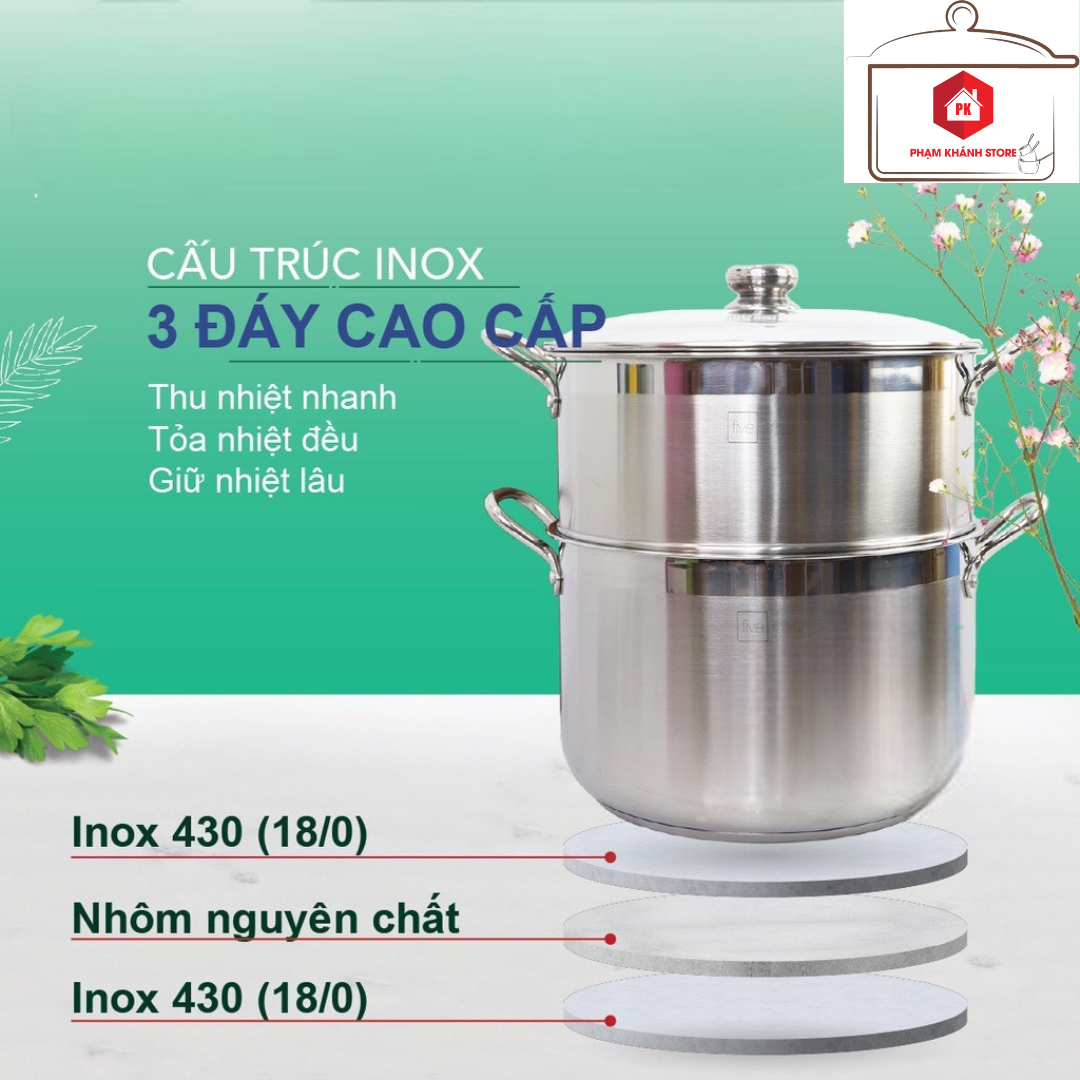 Bộ Nồi Xửng Hấp 3 Đáy Fivestar 26cm