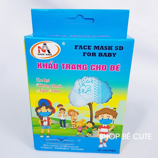 KHẨU TRANG 5D MASK BÉ ( 1–3 TUỔI ) (hộp /10 cái) (giao màu ngẫu nhiên)