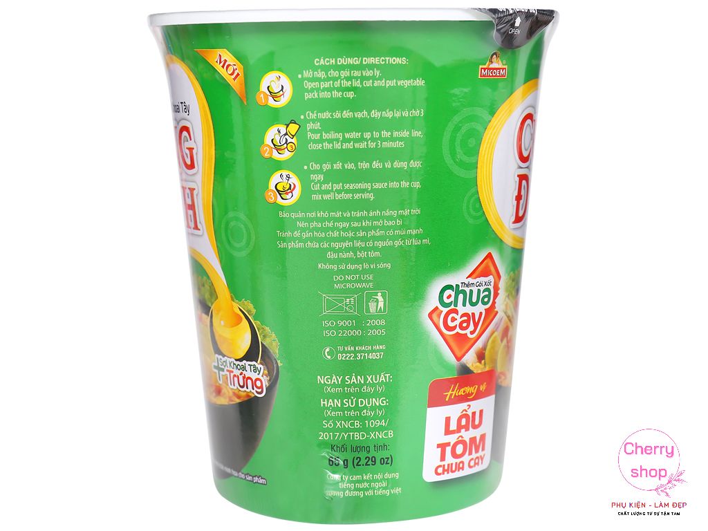 [HCM][Giao Tại TPHCM] Combo 4 Ly Mì Cung Đình Tôm Chua Cay 65g