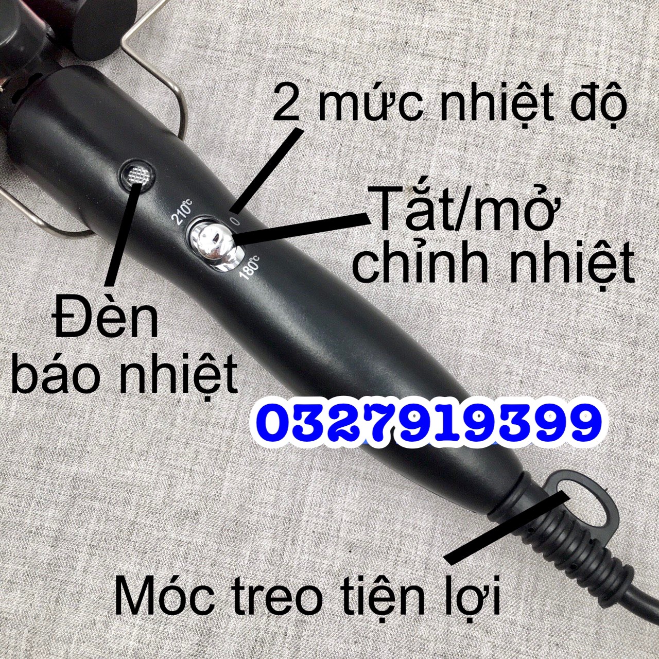 Máy uốn tóc 3 trục HE-19, bấm sóng hippie, chiều dài 25mm, công suất 98W, nhiệt độ 180-210°C, thiết kế 3 ống tạo sóng, ceramic trơn, dễ dàng điều chỉnh nhiệt độ, lý tưởng cho kiểu tóc xoăn lượn sóng.