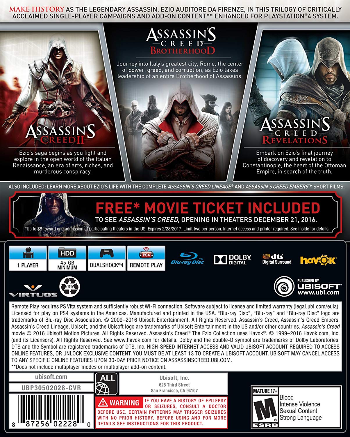 [US] Đĩa game Assassin Creed The Ezio Collection - PS4