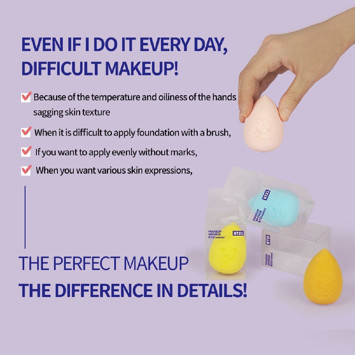 Bông mút trang điểm BT21 minini Make up Sponge