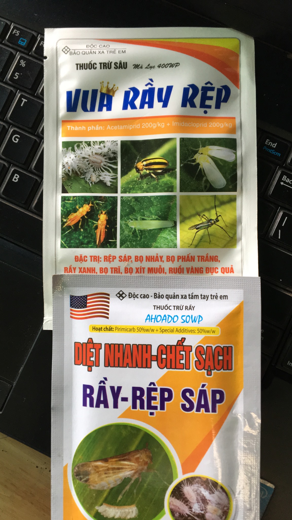 Combo sản phẩm trừ rầy rệp gồm 01 gói Vua Rầy rệp và 01 gói AHOADO