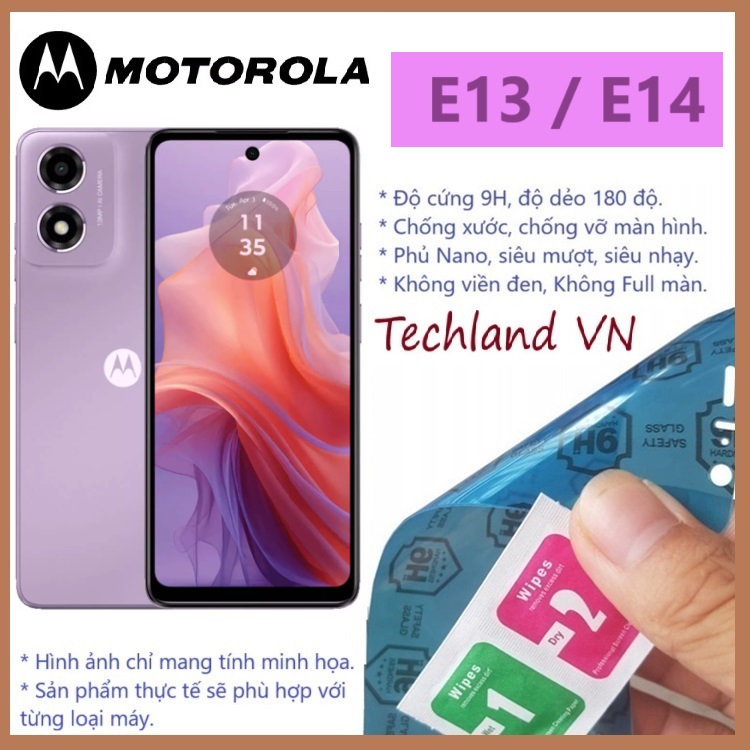 Cường Lực Phủ Nano Motorola Moto E13 / E14 - Trong Suốt, Không Full Màn, Không Viền Đen
