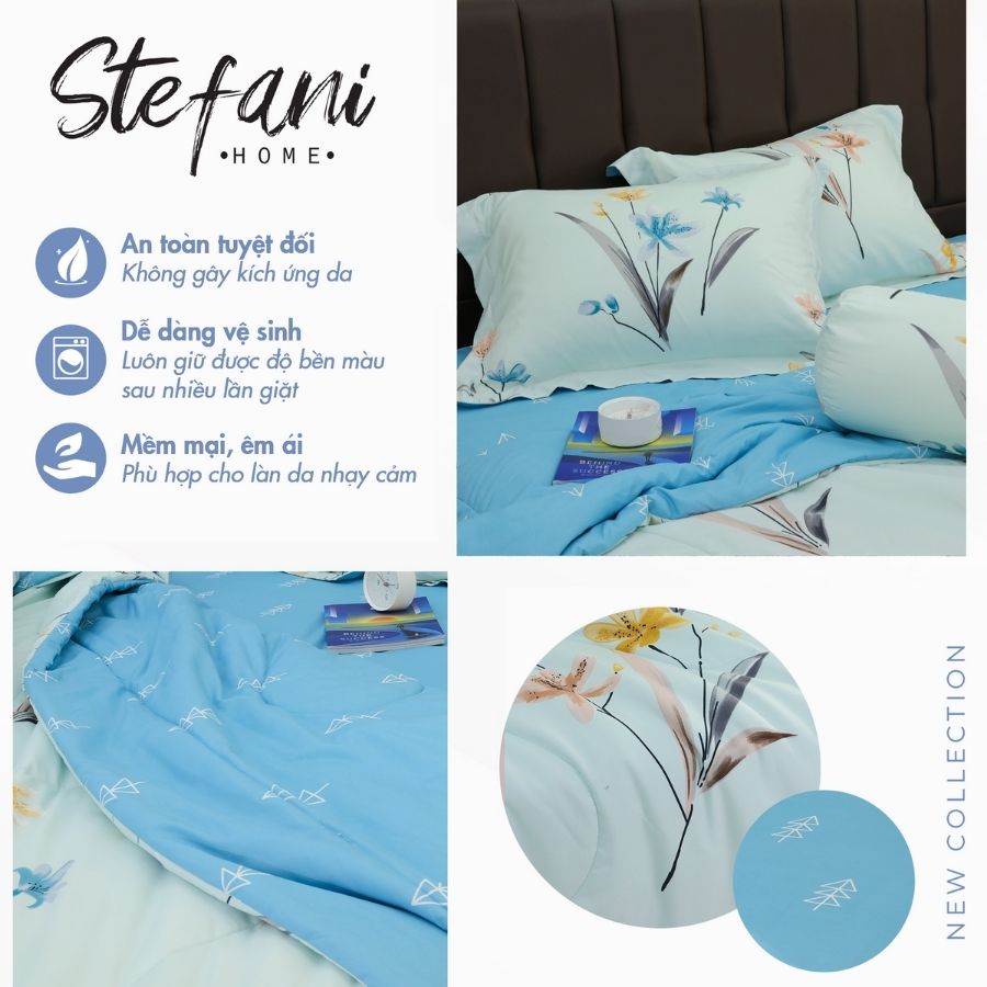 Stefani 5-piece set bed sheet with quilt cover-st200051-m x 2m cotton bedding set, 1m8x2m