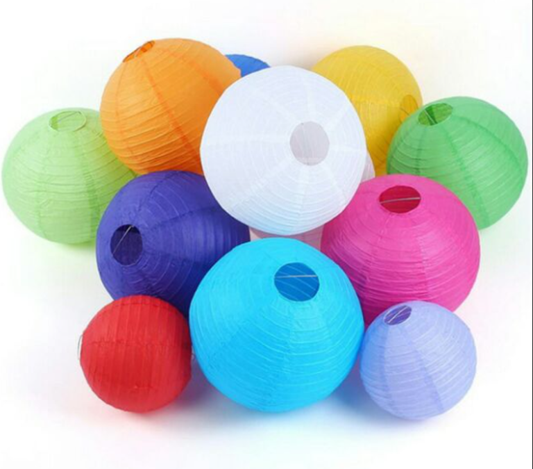 Đèn lồng vải lụa tròn không tua - nhiều màu trang trí lễ hội