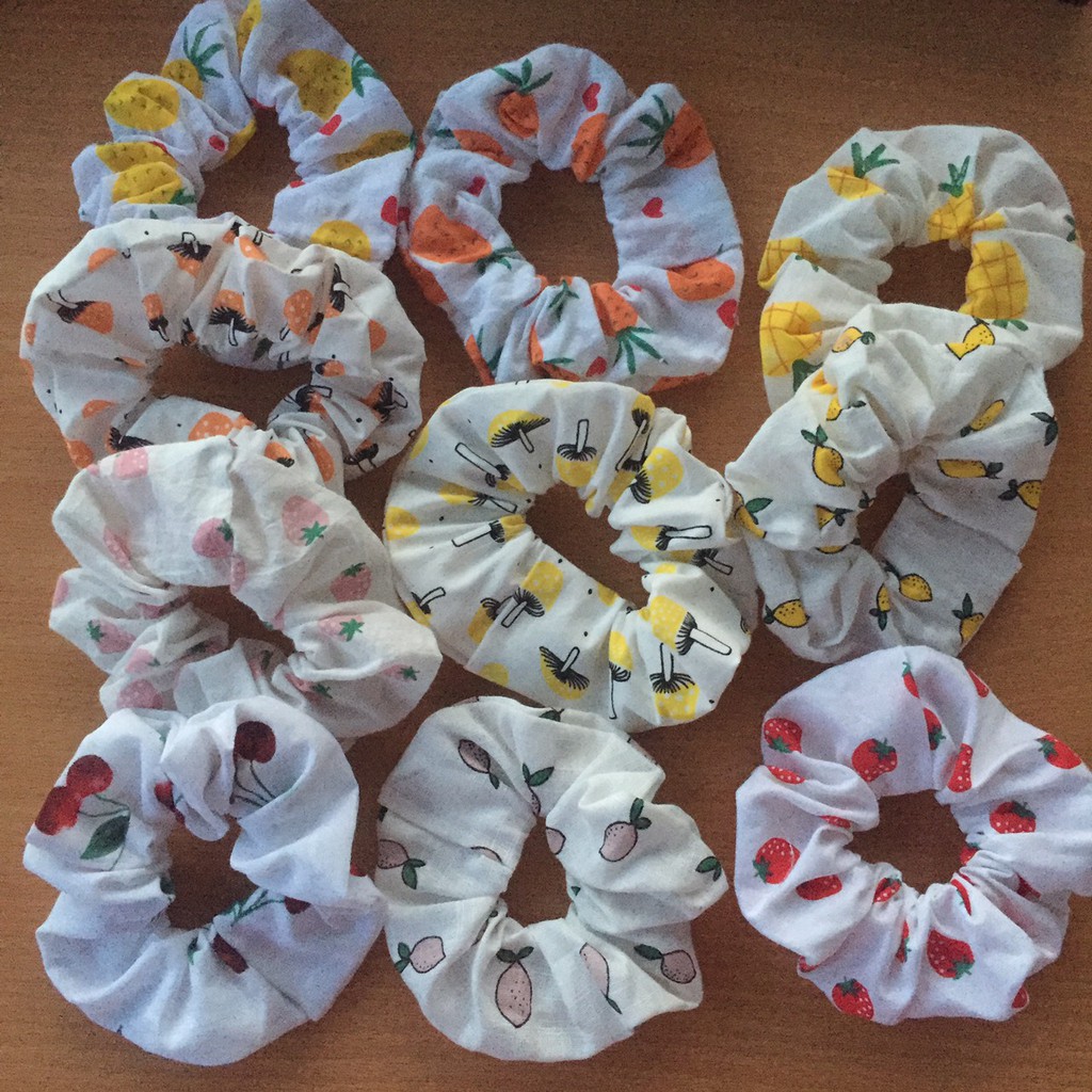Dây Cột Tóc Vải Scrunchies Nhiều Màu, Đồ Buộc Tóc Crunchies Avocado Phụ Kiện Tóc