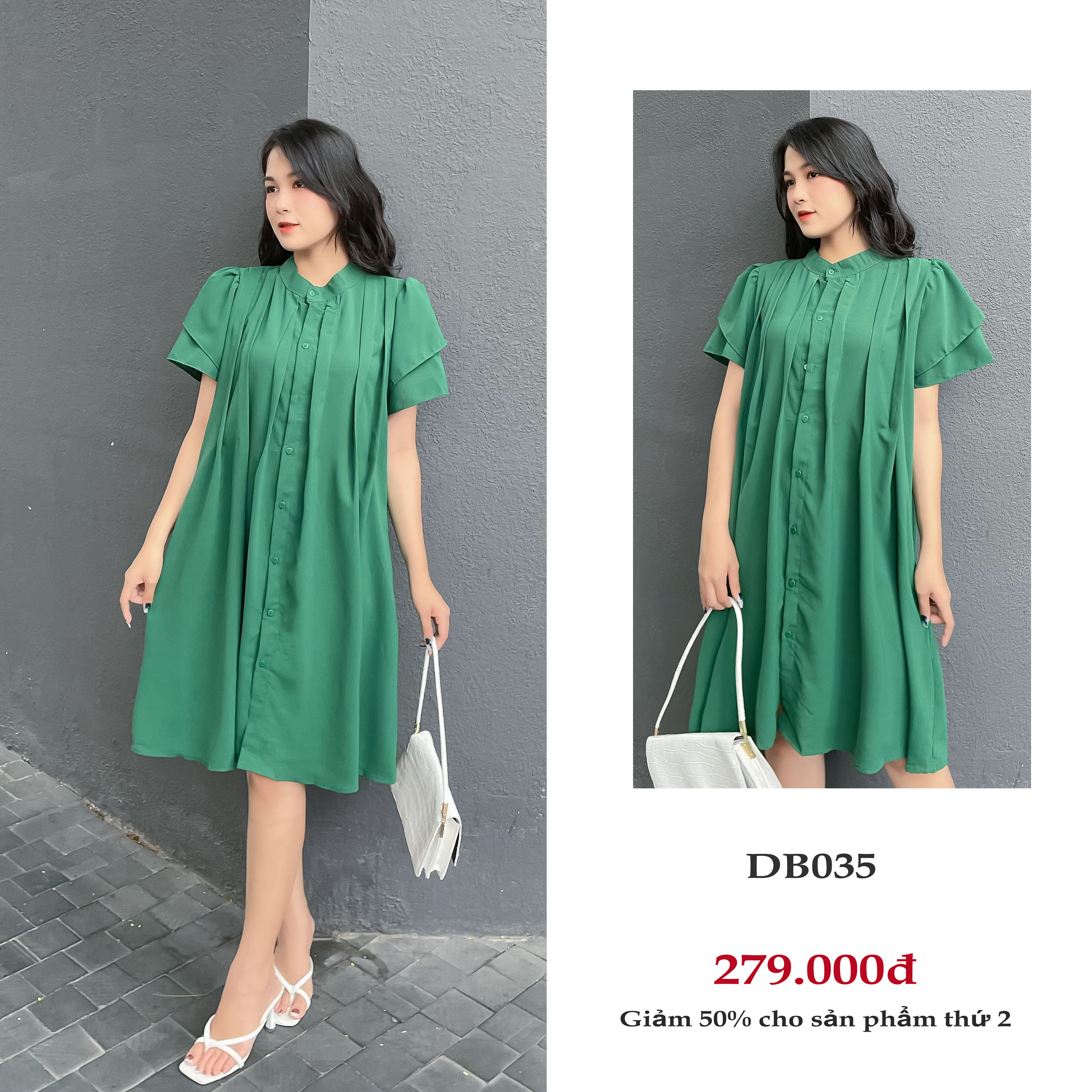 Đầm bầu dập ly Hinata DB035