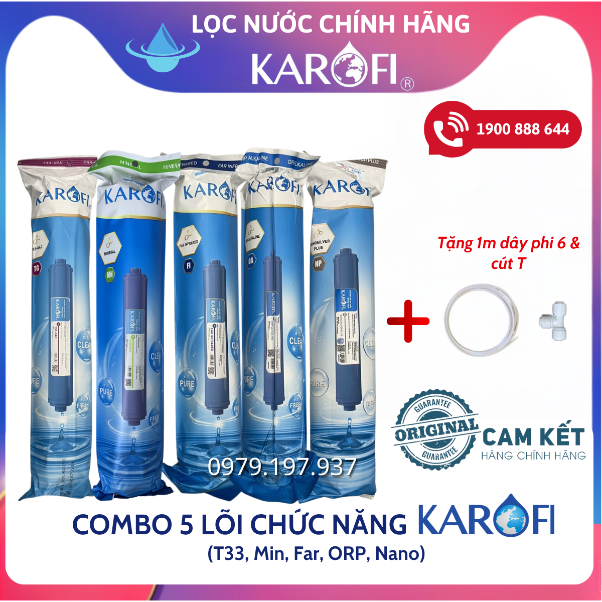 Bộ 5 lõi chức năng Karofi 56789 (T33, Min, Far, Nano, ORP Alkaline)