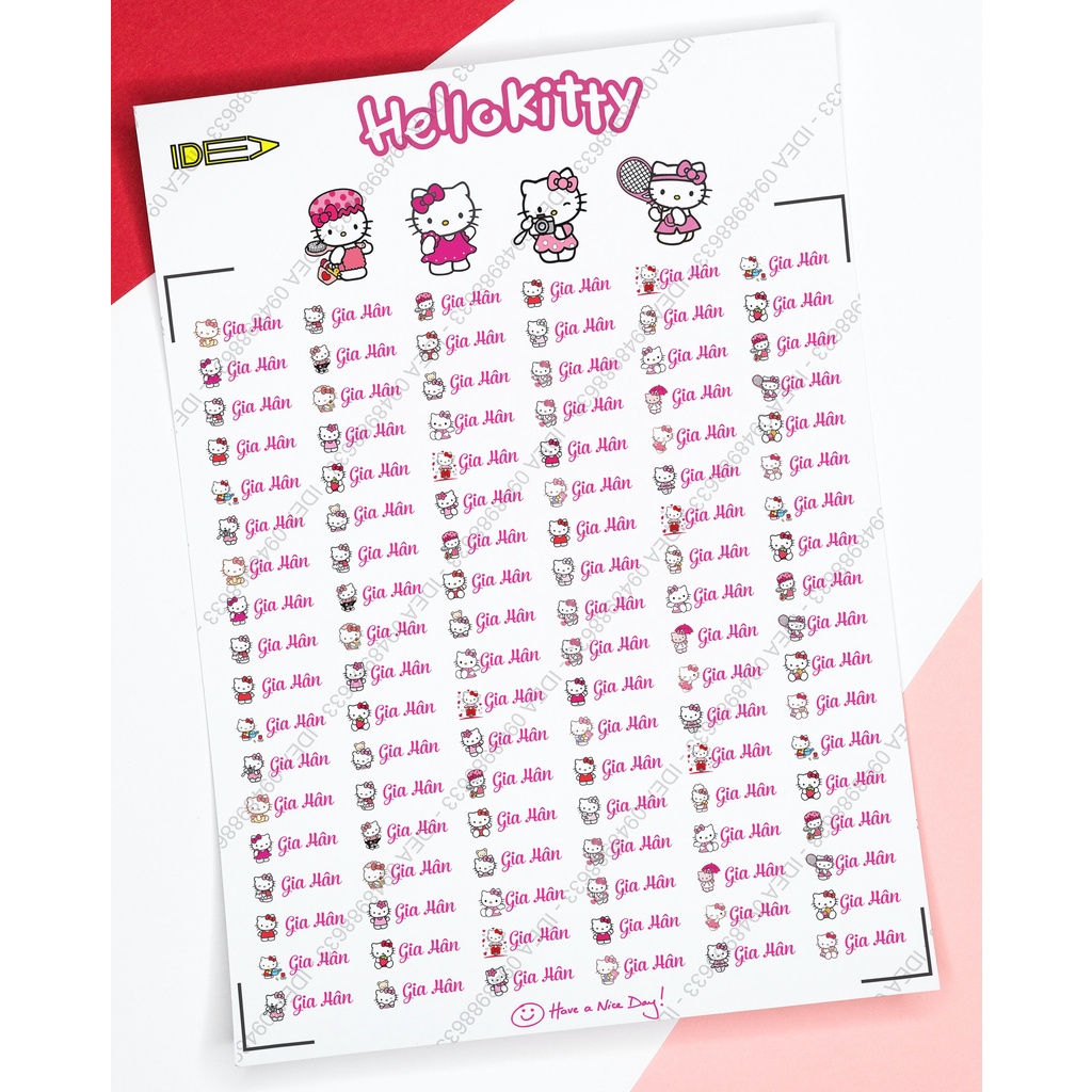 108 STICKER DÁN ĐỒ DÙNG HỌC TẬP TÊN BÉ (IN THEO YÊU CẦU)