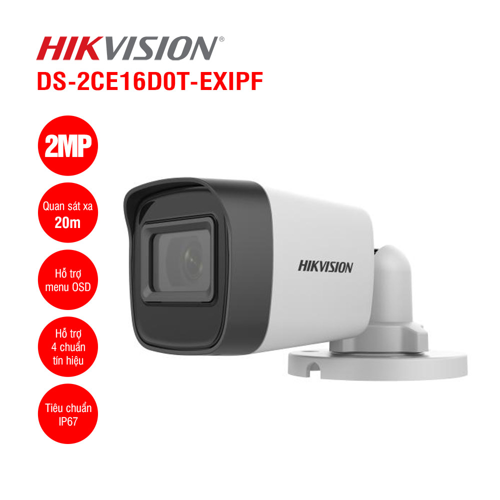 Trọn Bộ Camera 4 Mắt Hikvision 2.0MP Full HD - Bộ 4 Camera Hikvision
