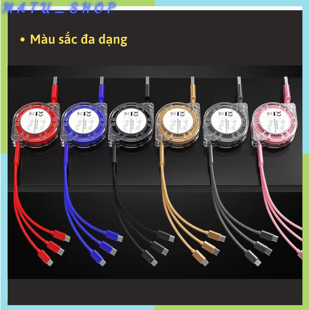 Dây cáp sạc nhanh 3 trong 1,3 đầu cổng usb ra type c micro usb (giá 1 dây)