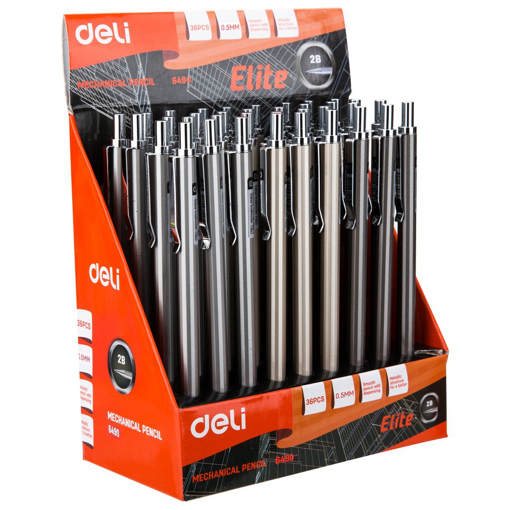 Bút chì kim 0.5mm Deli E6490 Bạc/Nâu