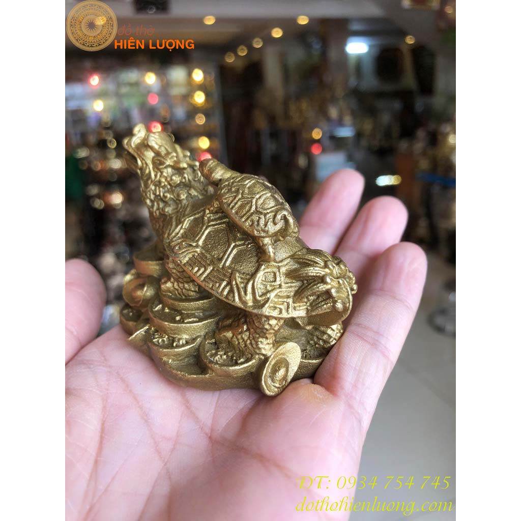 Small feng shui copper statue, LxWxH: 8x6x7cm-dragon head turtle