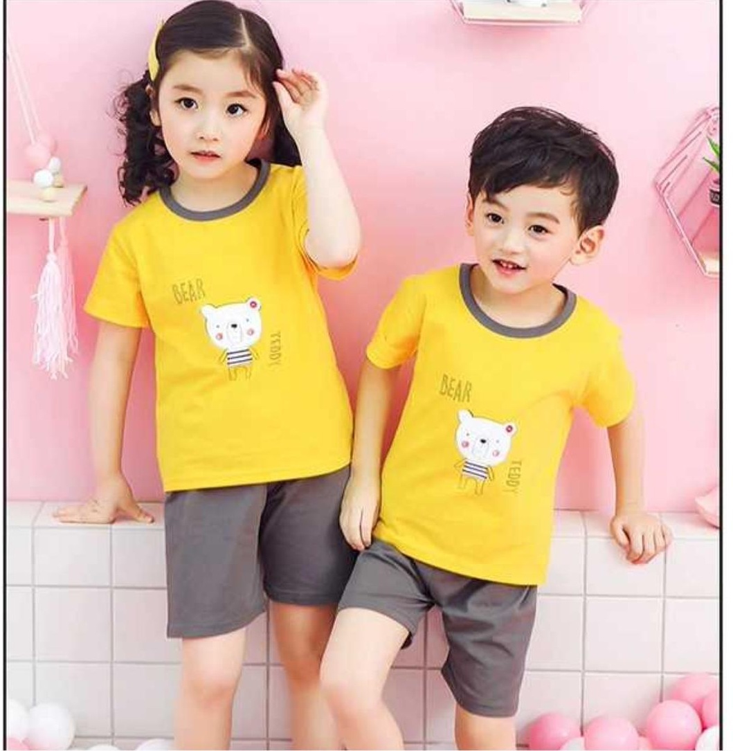 Bộ đồ hè dành cho cả bé trai và bé gái in hoạt hình