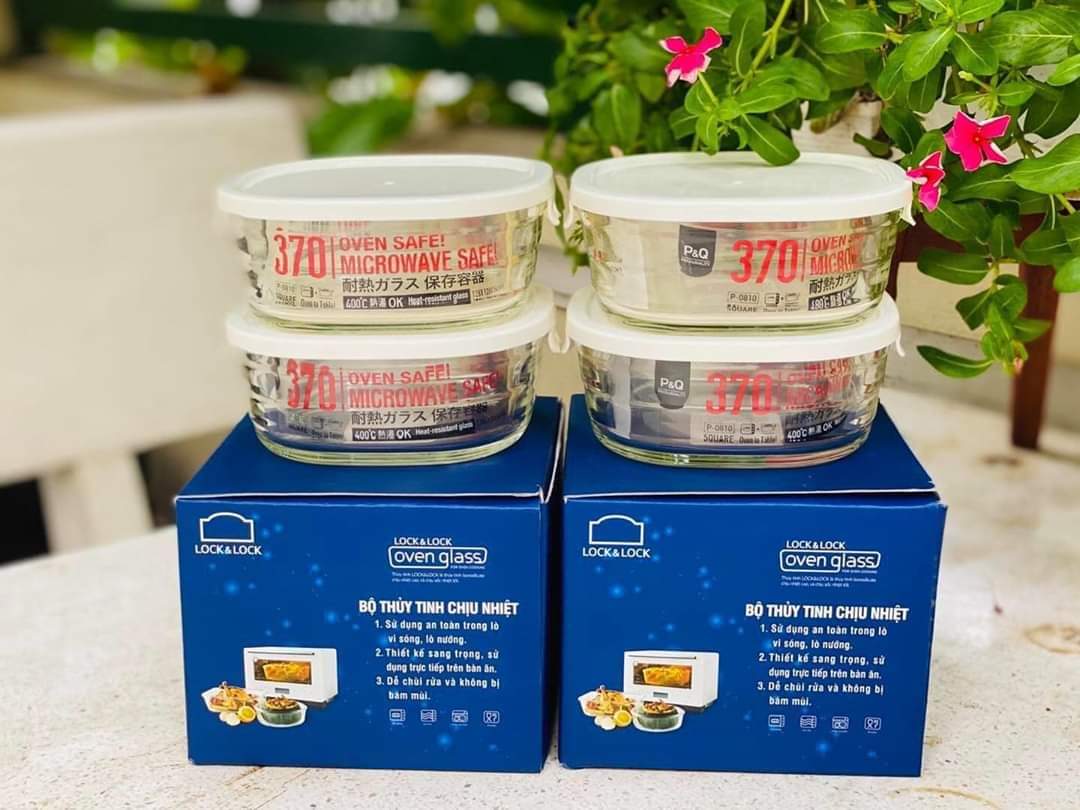 [HCM]Bộ 2 hộp thủy tinh Lock and Lock 370ml