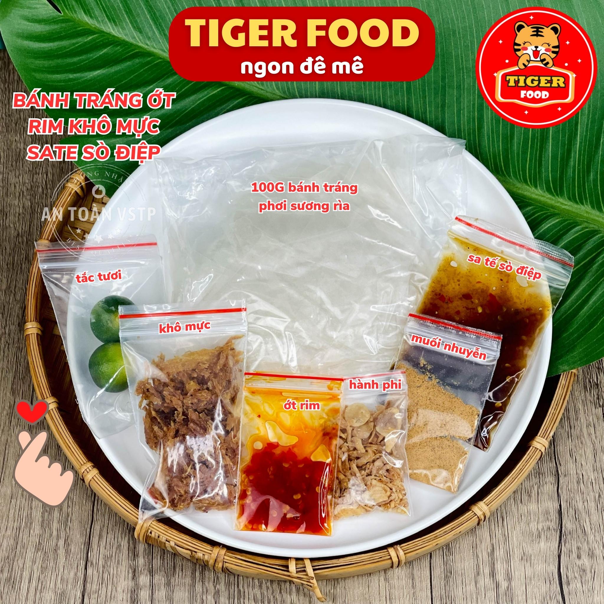 Bánh tráng ớt rim TIGER FOOD Bánh tráng phơi sương rìa trộn ớt rim full topping Siêu Phẩm ai cũng phải thử