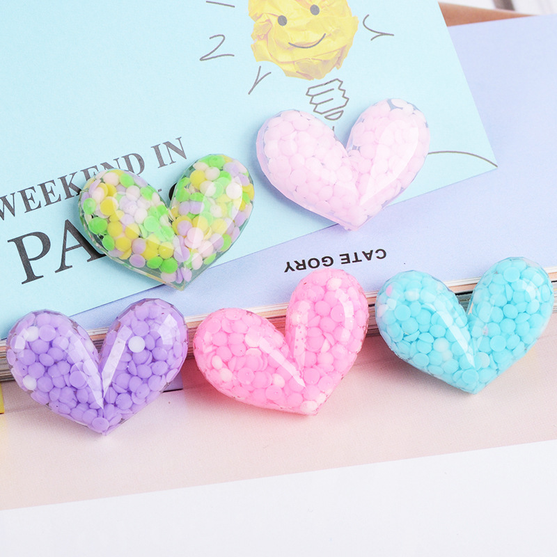 Combo 2 Charm Slime Squishy Trái tim trong suốt