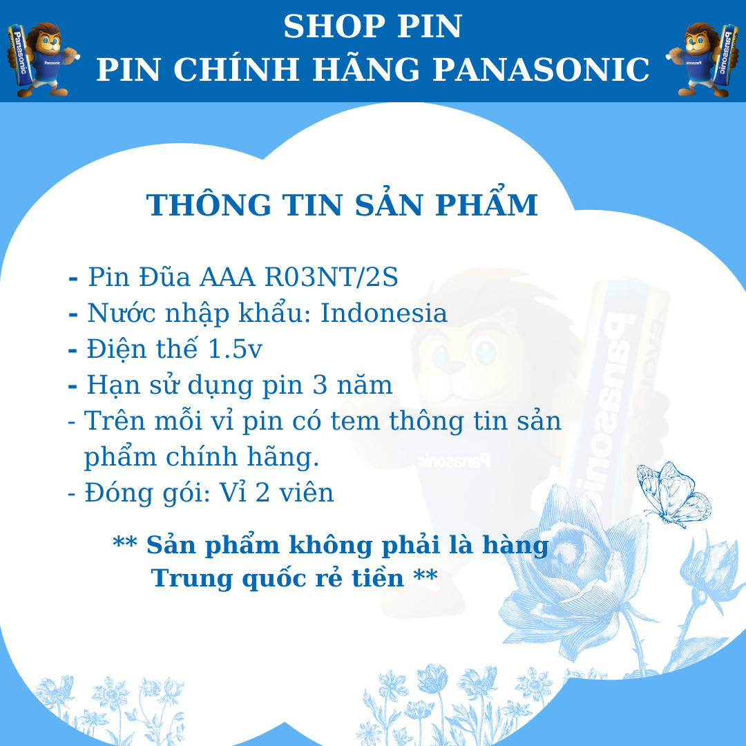 Hộp pin Tiểu aaa R03NT/2S Chính hãng Panasonic