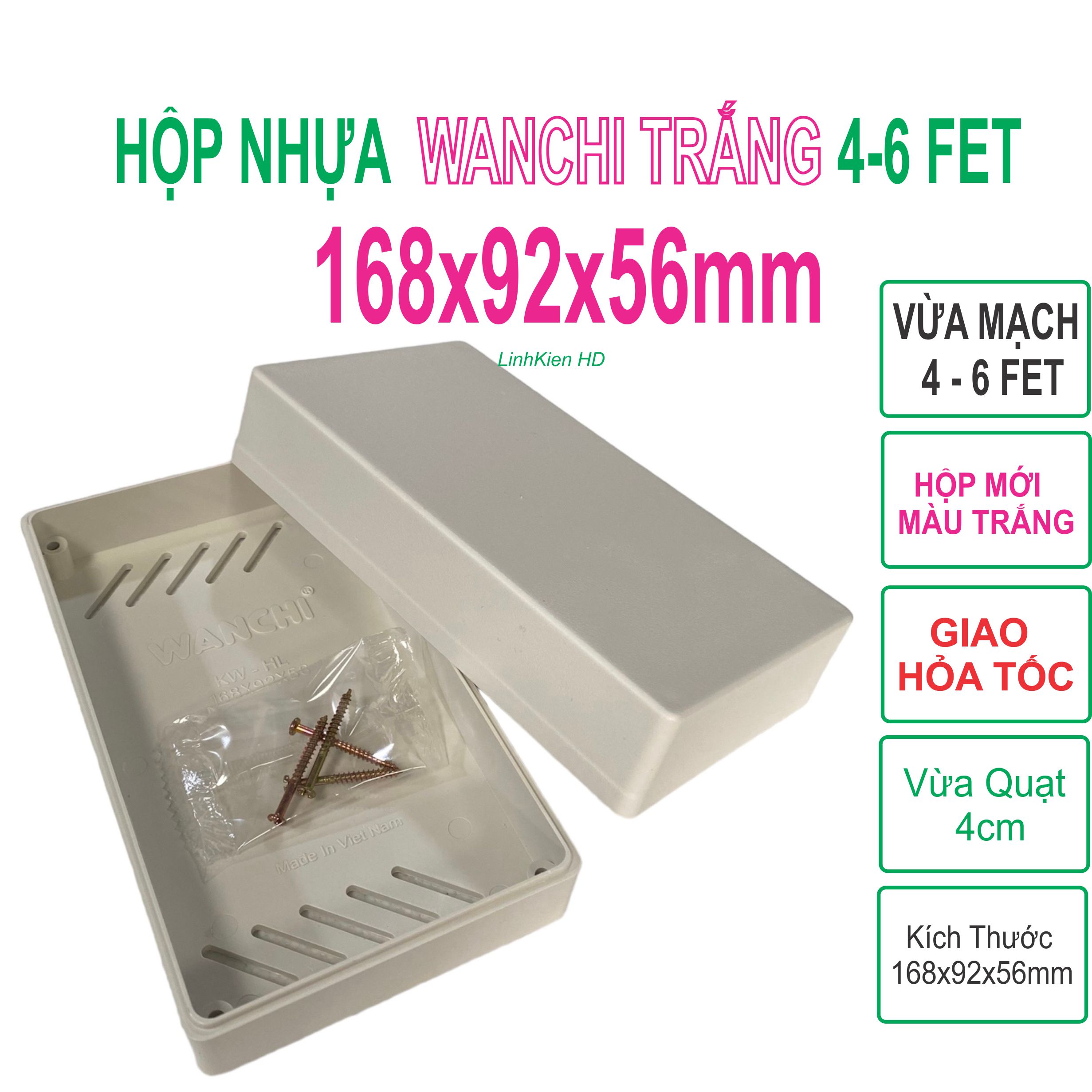 Hộp nhựa wanchi 168x92x56mm trắng 4f-6f - linhkien hd