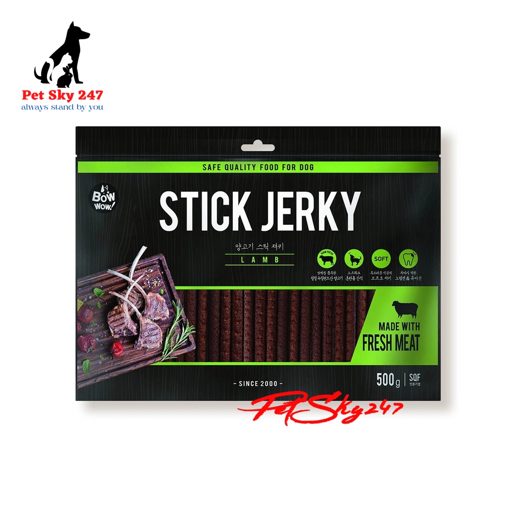 Thức Ăn Vặt Snack Thịt Cừu Que Cho Chó Bow Wow Beef Jerky 500g
