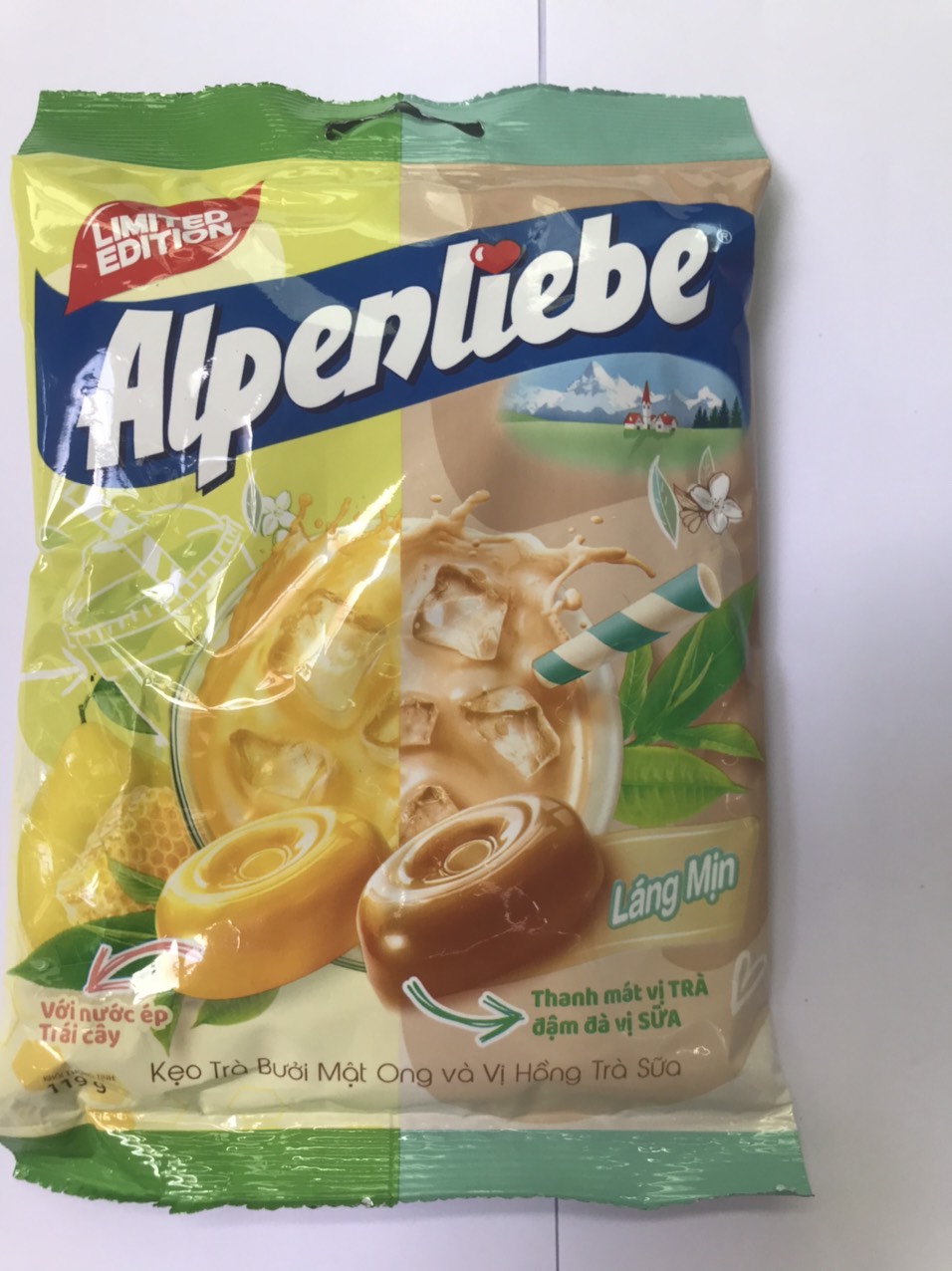 Kẹo Trà Bưởi Mật Ong và Vị Hồng Trà Sữa Alpenliebe gói 119g-Nhỏ