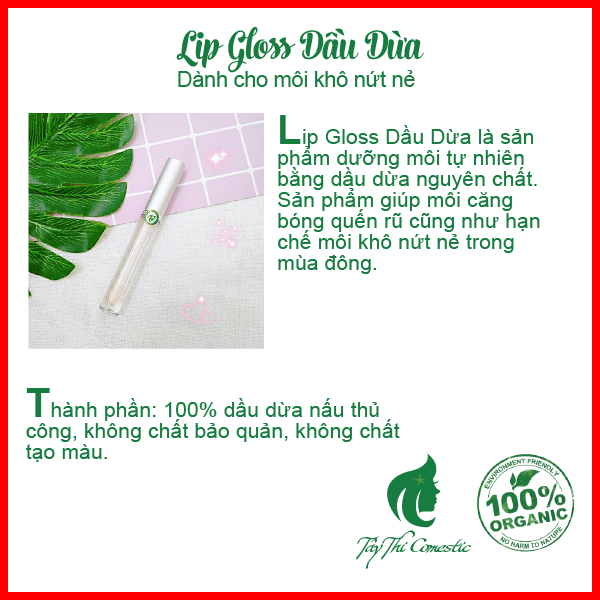 [HCM]Lip Gloss Dầu Dừa Dưỡng Môi