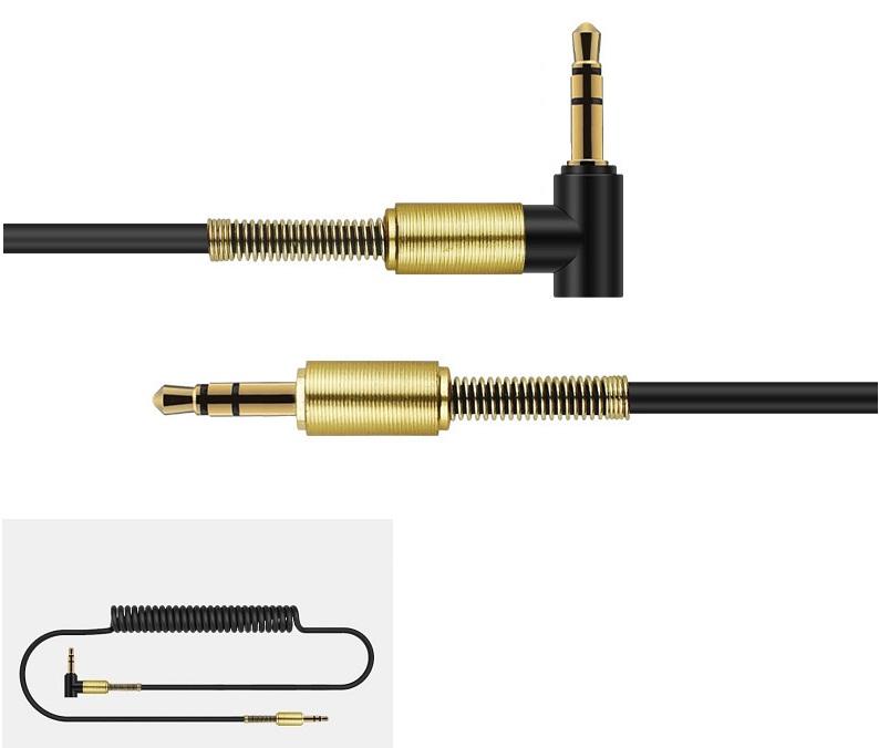Dây nối dài âm thanh AUX 2 đầu đực chống gãy, Jack Cắm AUX Co Giãn Âm Thanh 1,5M  bẻ Góc 90 Độ Mạ Vàng cao cấp,Cáp Âm Thanh Đầu Đực 3.5mm Dây L Góc Xe Âm Thanh Tai Nghe 1 Mét SONGFUL