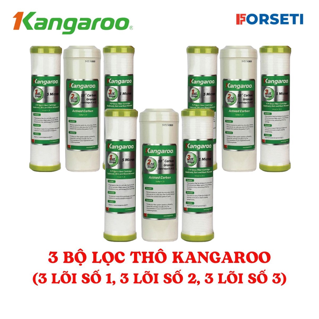 Combo 3 bộ lọc thô 123 + 3 lõi số 1 cho máy Kangaroo