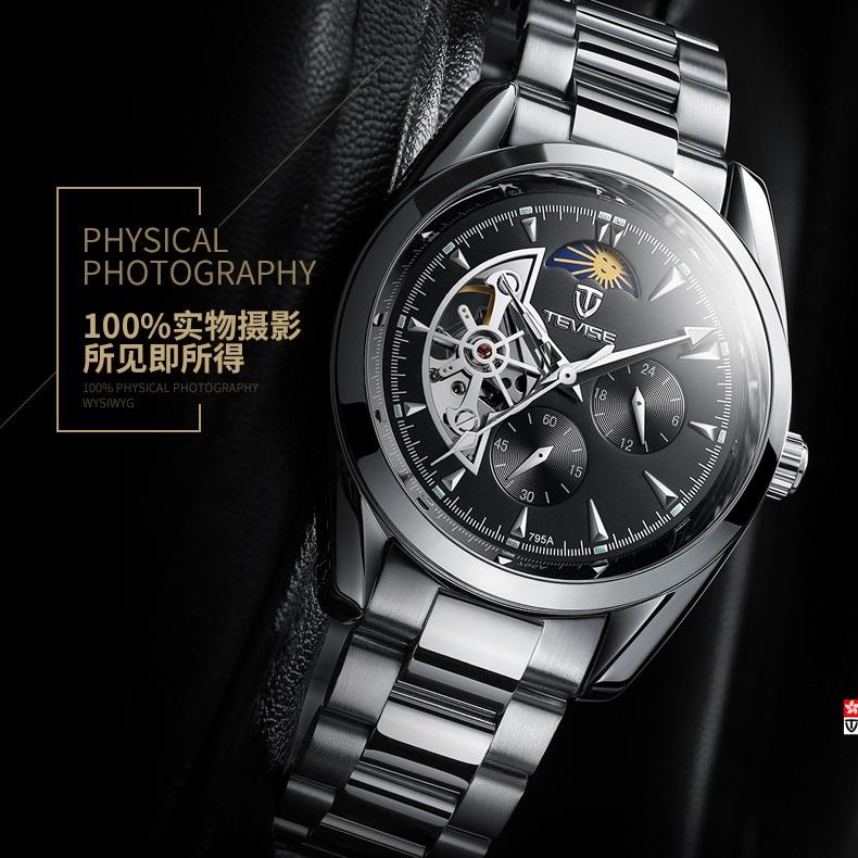 Đồng hồ cơ nam TEVISE TE27-29 dây thép automatic