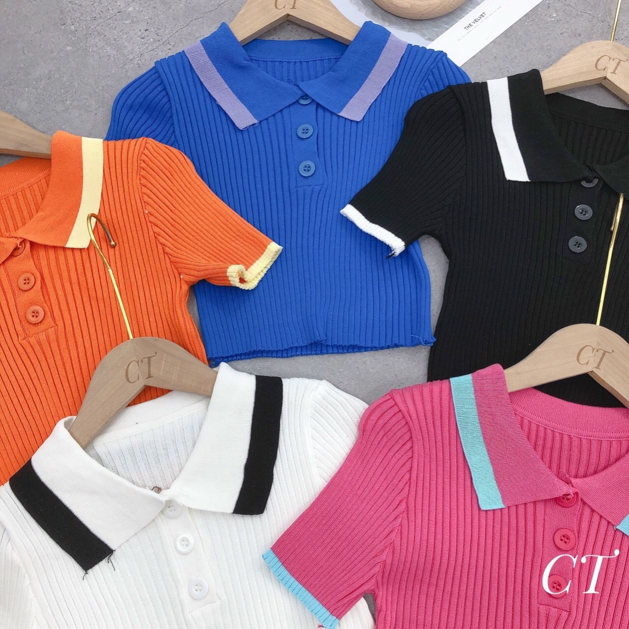 Áo len croptop viền nhiều màu