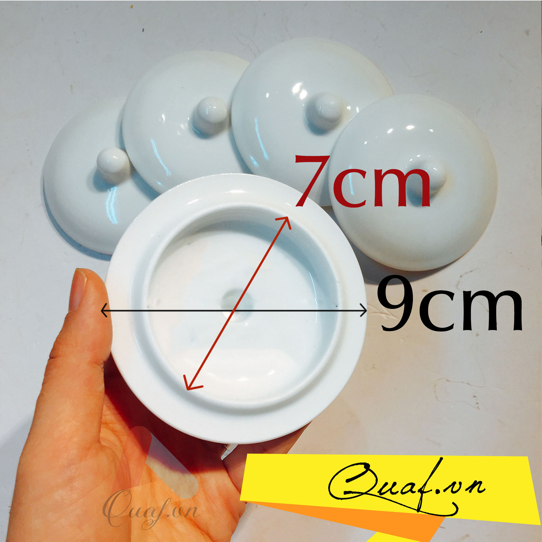 Nắp cốc sứ trắng Bát Tràng