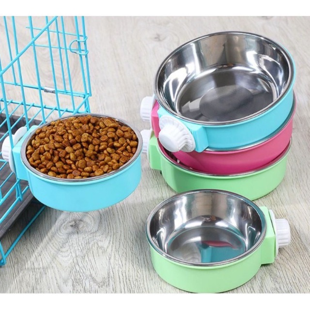 [HCM]Bát Ăn Inox Gắn Chuồng Cho Chó Mèo