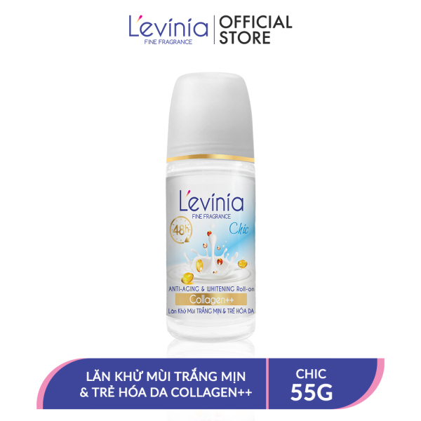 Lăn Khử Mùi Trắng Mịn & Trẻ Hóa Da Collagen++ CHIC Levinia 55g