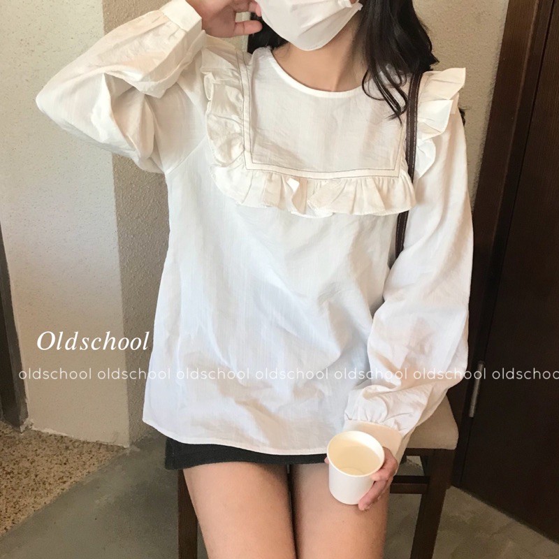 (Oldschoolcloth)ÁO BABYDOLL VIỀN CHỈ ULZZANG (ảnh thật/sẵn)