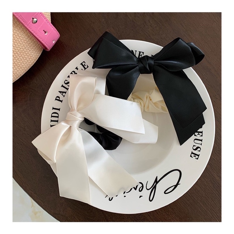 Cột tóc scrunchies lụa phối nơ bản to dễ thương kiểu Hàn Quốc, phụ kiện tóc Bot Doris