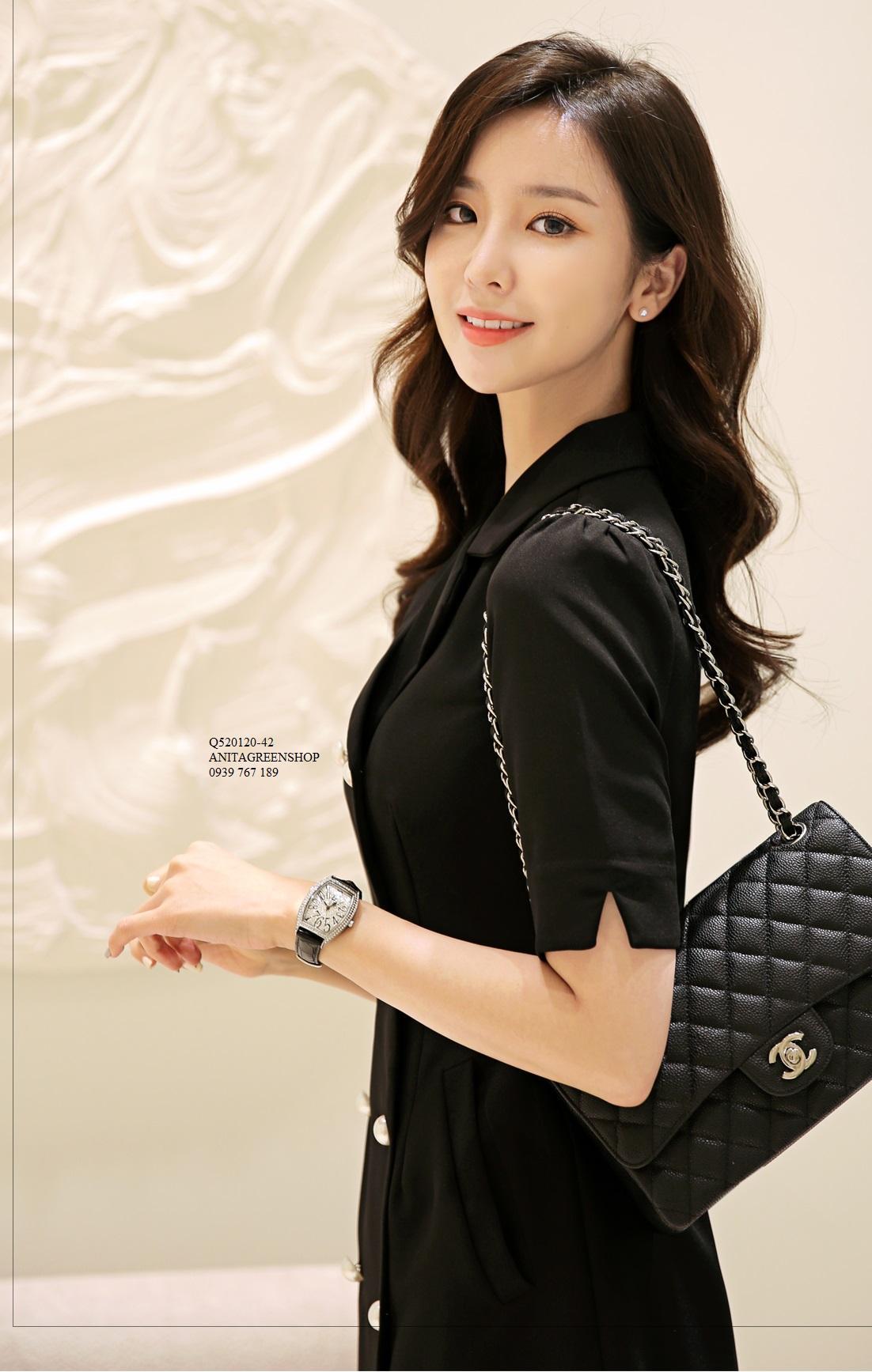 Q520120  ĐẦM VEST CÔNG SỞ PHỐI NÚT