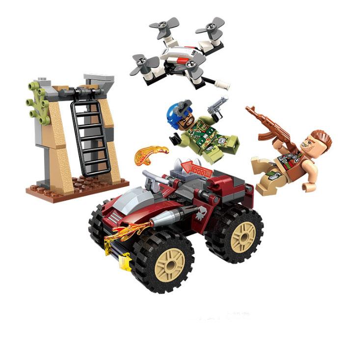 [HCM]Bộ lắp ráp Xe Jeep đỏ size nhỏ ( 2 nhân vật ) - Thunder Mission Series
