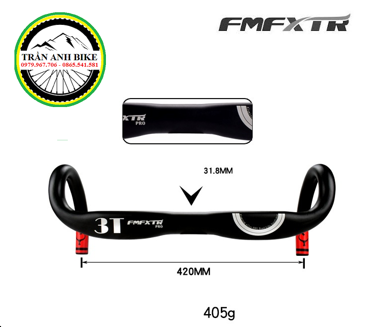 Ghi đông xe đạp road nhôm 3t fmf xtr pro 420x31.8mm