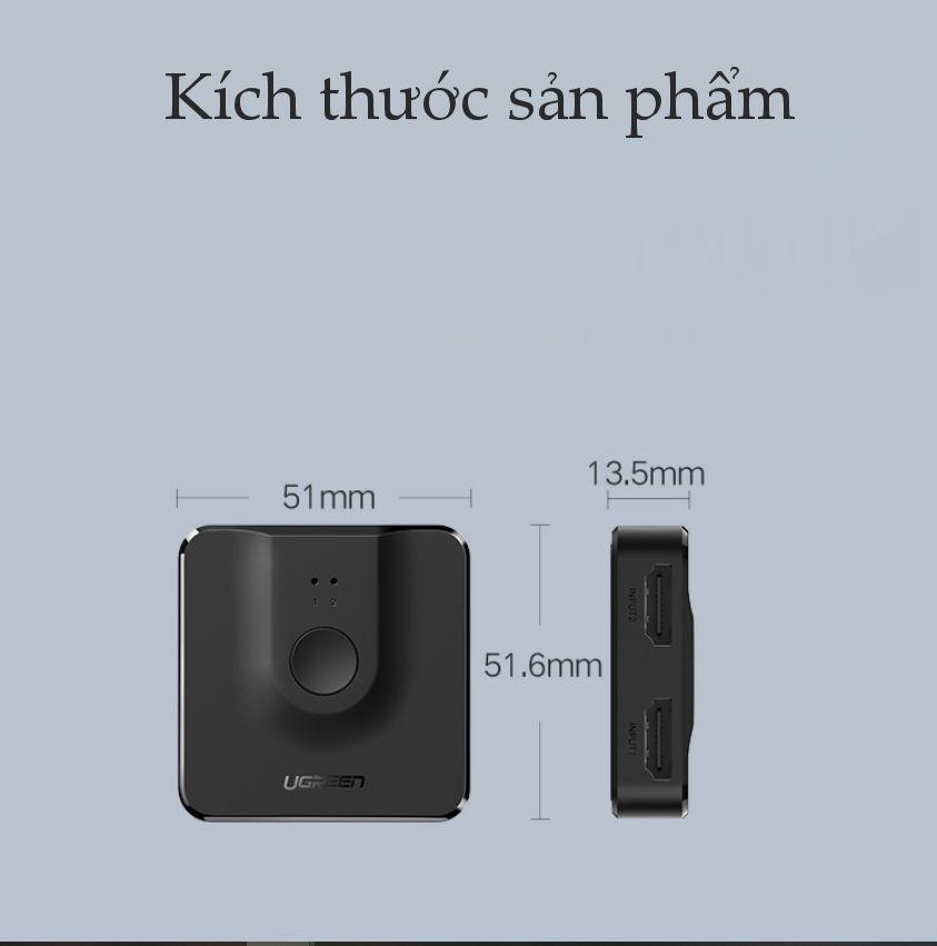 Bộ Switch HDMI 2 ra 1 (tương thích ngược 1 ra 2) chuẩn 1.4 UGREEN CM217 50966