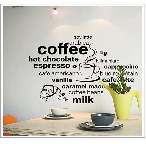 [HCM]Decal dán tường Amyshop- tiếng anh Coffee DKN025