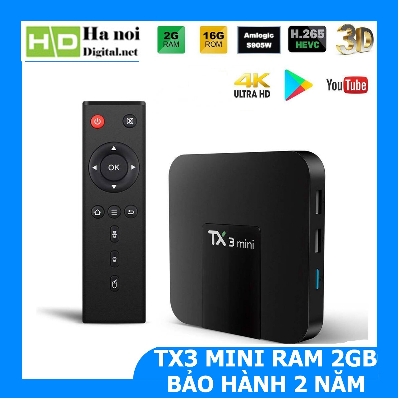 Android Tivi box Tx3 mini Ram 2GB Rom 16Gb - Android 10 New Version 2023 có Bluetooth
