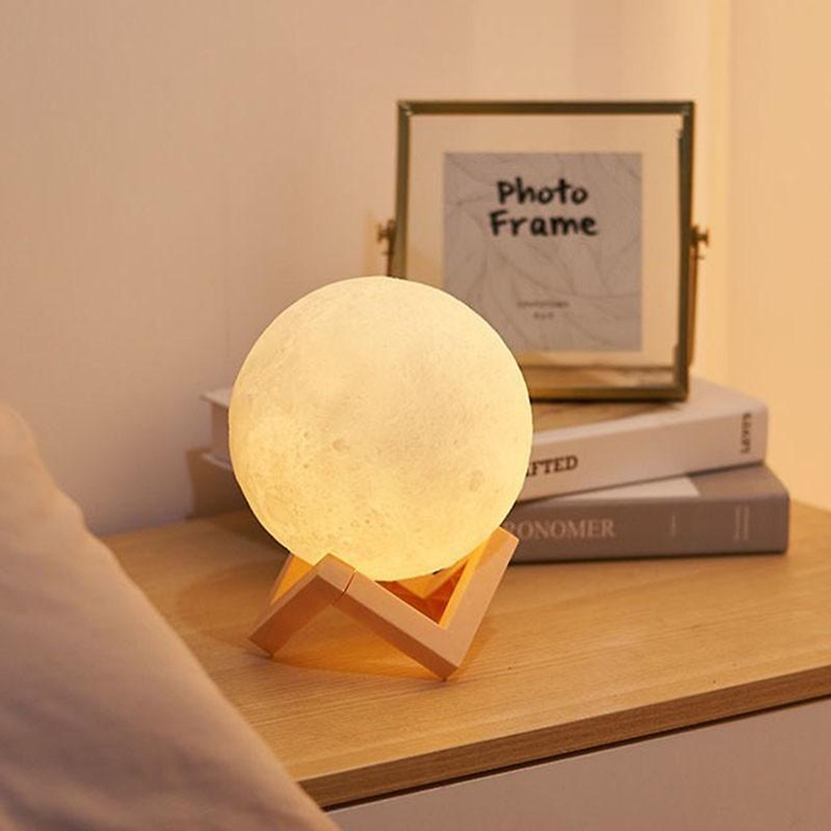 Đèn ngủ mặt trăng 3D, đèn để bàn kích thước lớn 48cm