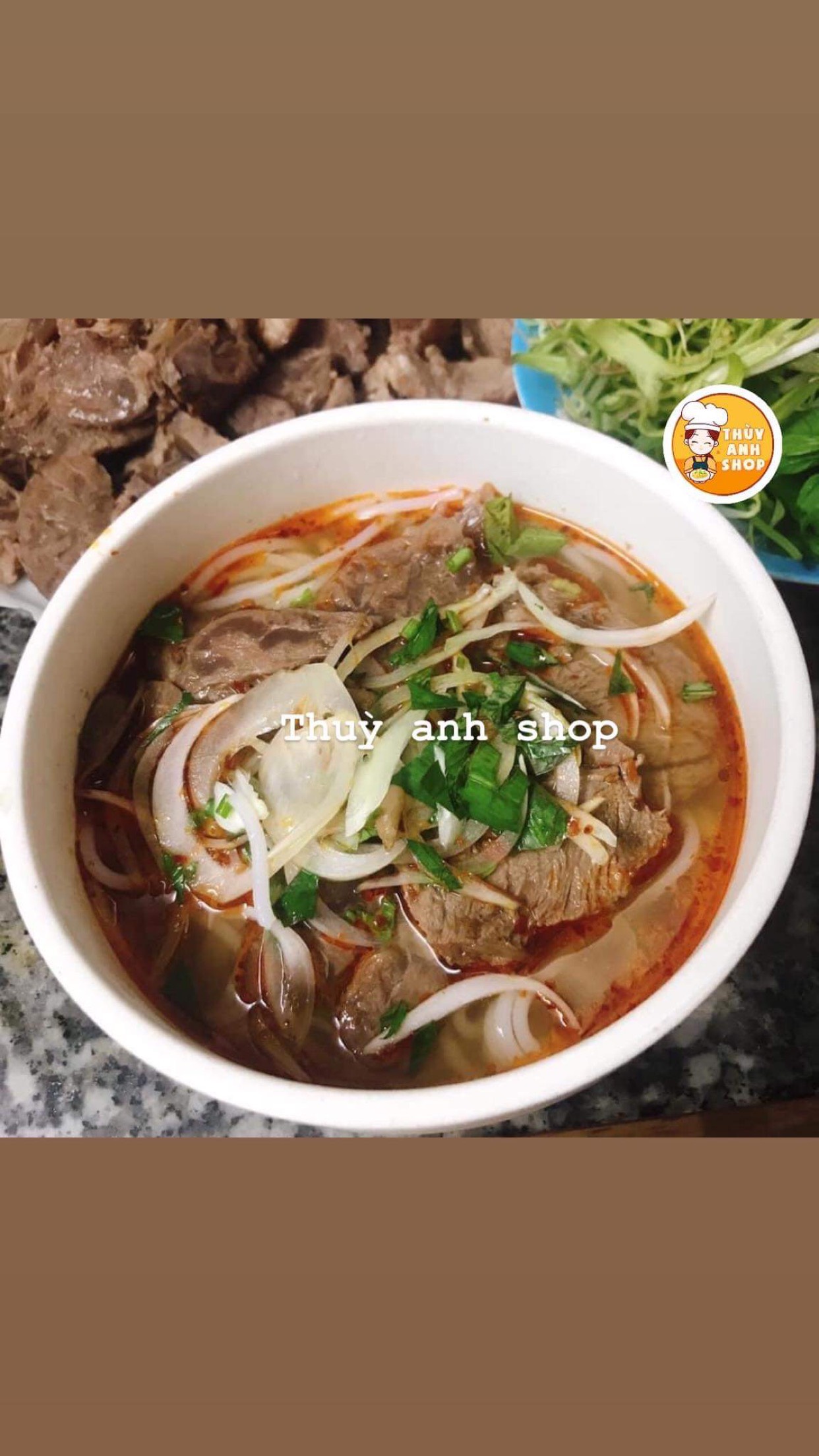 Bún bò Huế Bún tươi sợi to